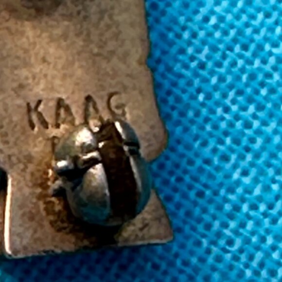 3 Vintage Gold  & Enameled Pins Signed KAAG 10K with Gemstones "A" & Wings Motif - Picture 10 of 13